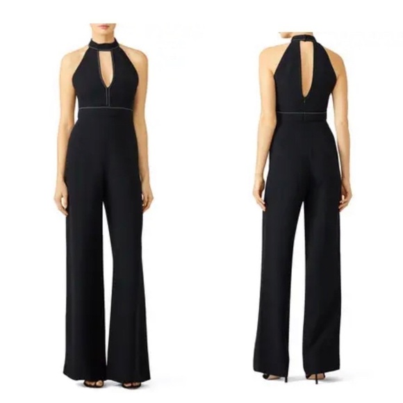 Alexis Jumpsuit Dawn Black Contrast Keyhole Trim Halter Jumpsuit Small - Picture 5 of 12